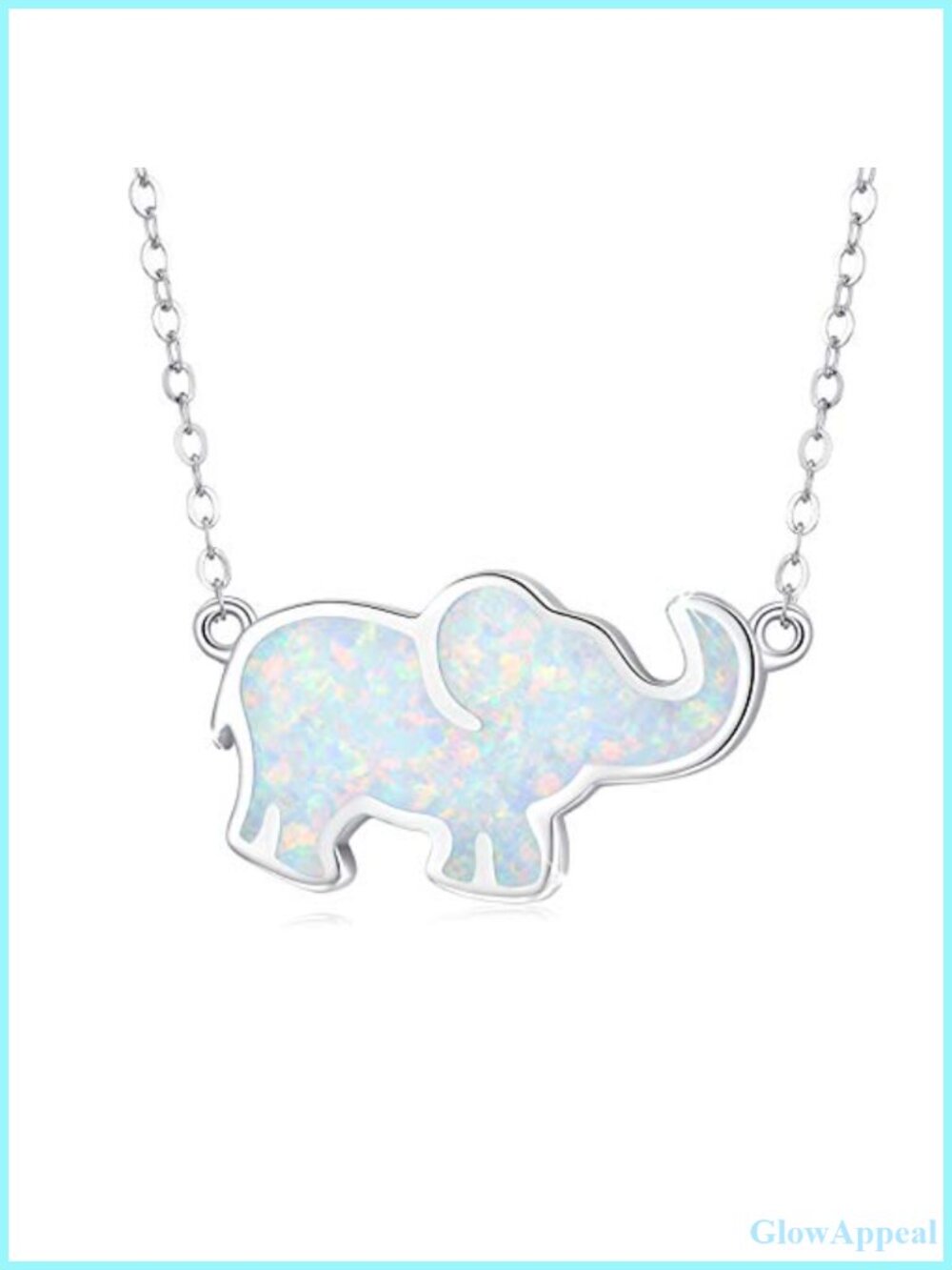 Sterling Silver Opal Elephant Pendant Necklace 18in Lucky Running Charm